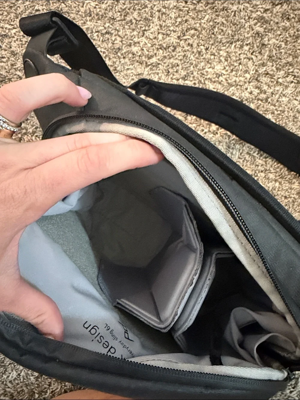 Men's Black Crossbody Sling Camera Bag